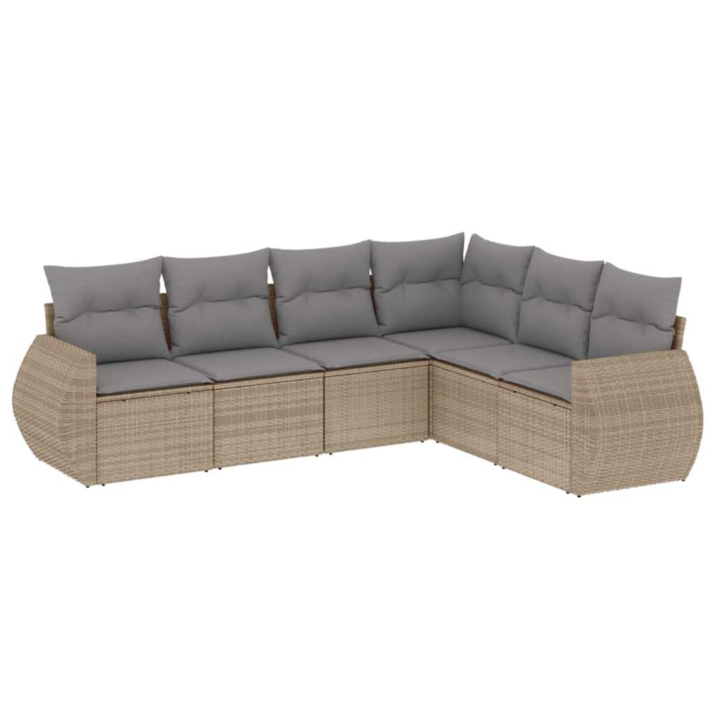 Set Divano da Giardino 6 pz con Cuscini Beige in Polyrattan - homemem39