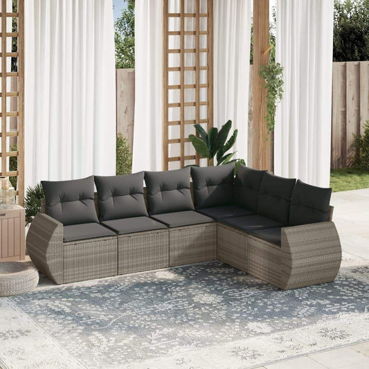 Set Divano da Giardino 6pz con Cuscini Grigio Chiaro Polyrattan - homemem39