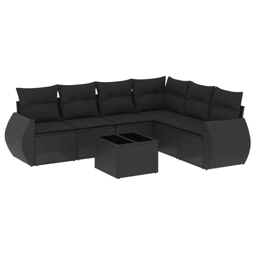 Set Divani da Giardino con Cuscini 7pz Nero Polyrattan - homemem39