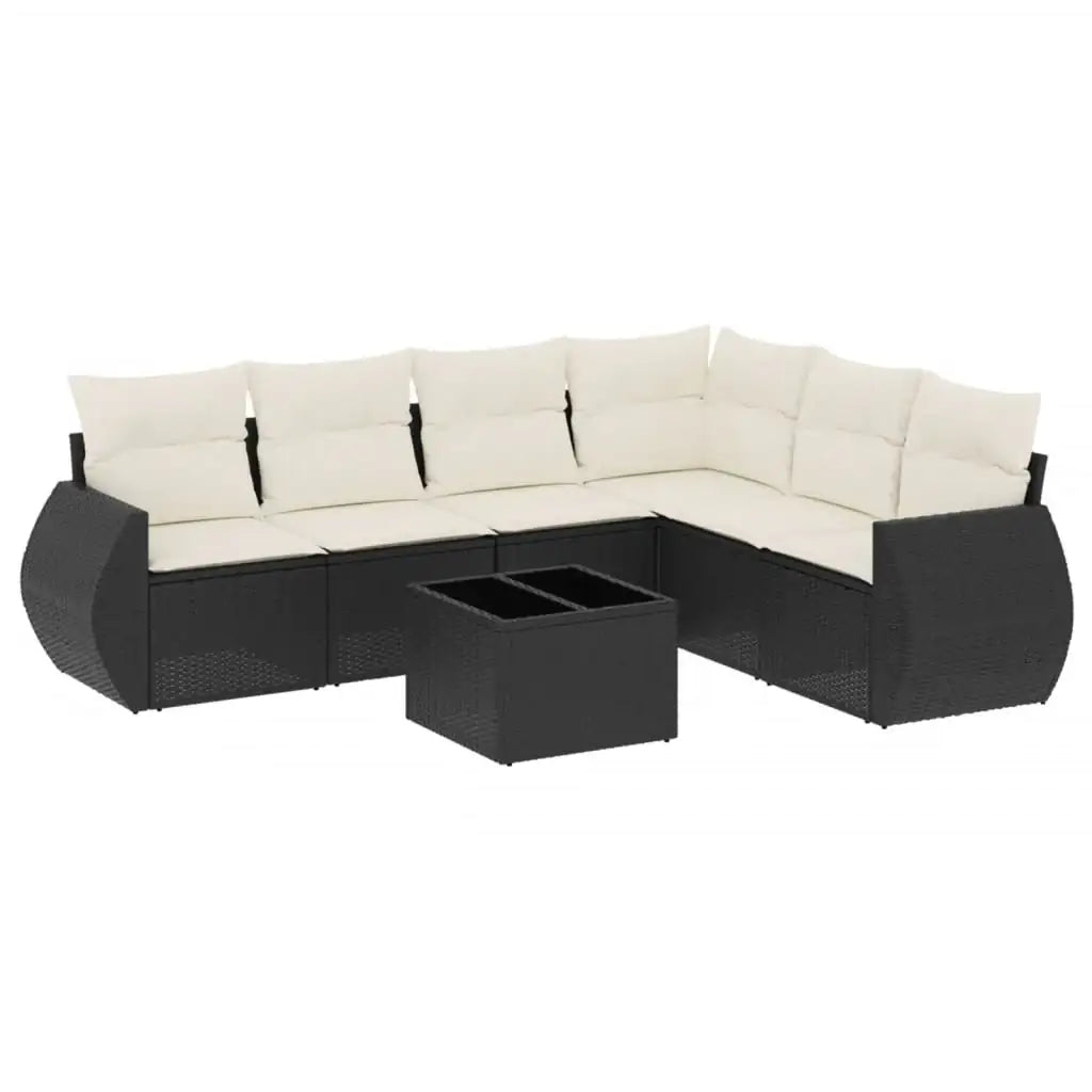 Set Divani da Giardino con Cuscini 7pz Nero Polyrattan - homemem39