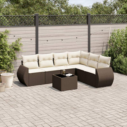 Set Divani da Giardino 7 pz con Cuscini Marrone in Polyrattan - homemem39