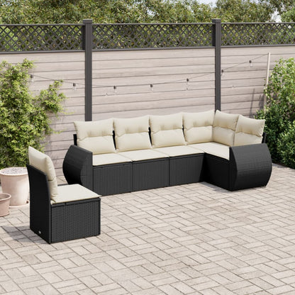 Set Divano da Giardino 6 pz con Cuscini Nero in Polyrattan - homemem39