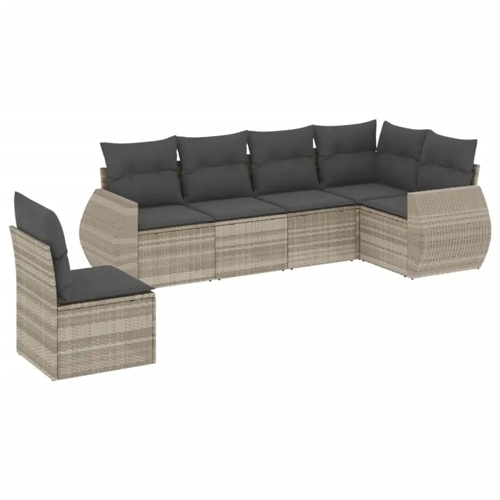 Set Divano da Giardino 6pz con Cuscini Grigio Chiaro Polyrattan - homemem39