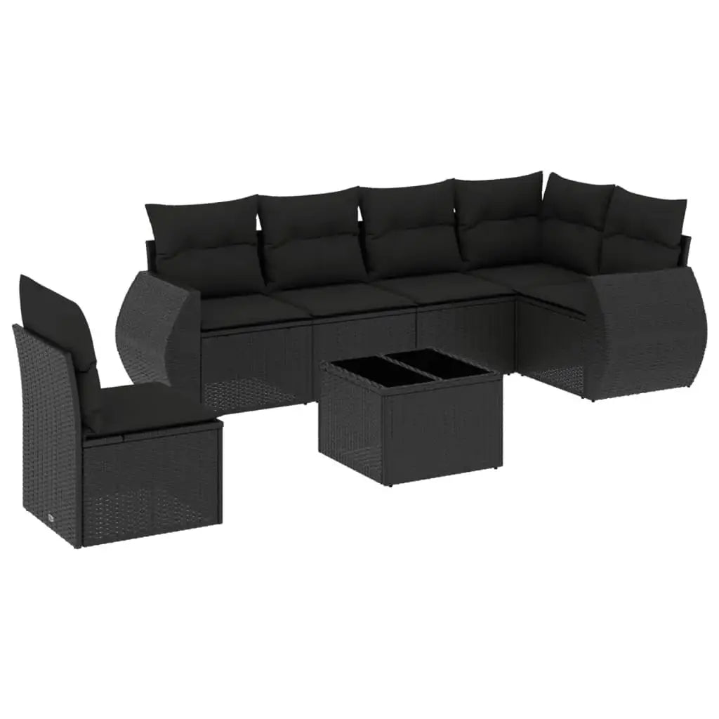 Set Divani da Giardino con Cuscini 7pz Nero Polyrattan - homemem39