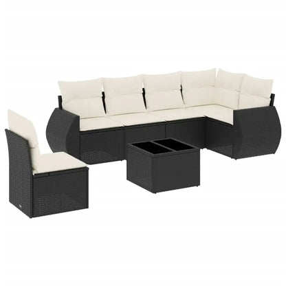 Set Divani da Giardino con Cuscini 7pz Nero Polyrattan - homemem39
