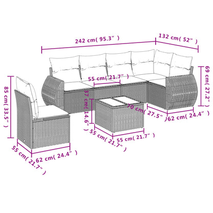 Set Divani da Giardino 7 pz con Cuscini Beige in Polyrattan | homemem39