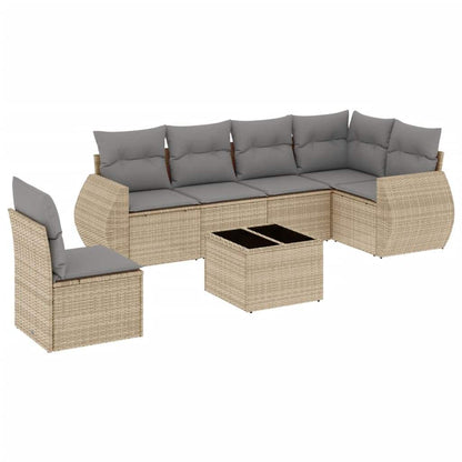 Set Divani da Giardino 7 pz con Cuscini Beige in Polyrattan - homemem39
