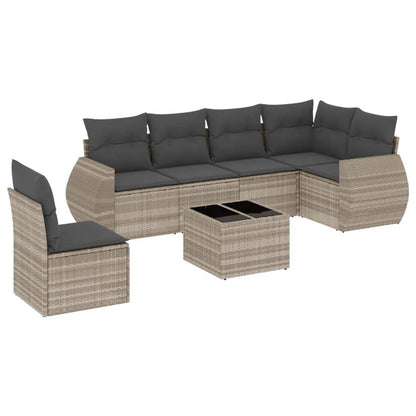 Set Divani da Giardino 7pz con Cuscini Grigio Chiaro Polyrattan - homemem39