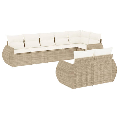 Set Divano da Giardino 8 pz con Cuscini Beige in Polyrattan | homemem39