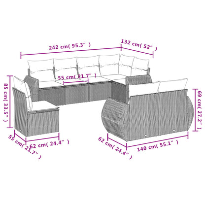 Set Divani da Giardino con Cuscini 8 pz Nero in Polyrattan | homemem39