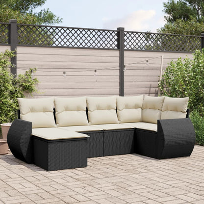 Set Divano da Giardino 6 pz con Cuscini Nero in Polyrattan | homemem39