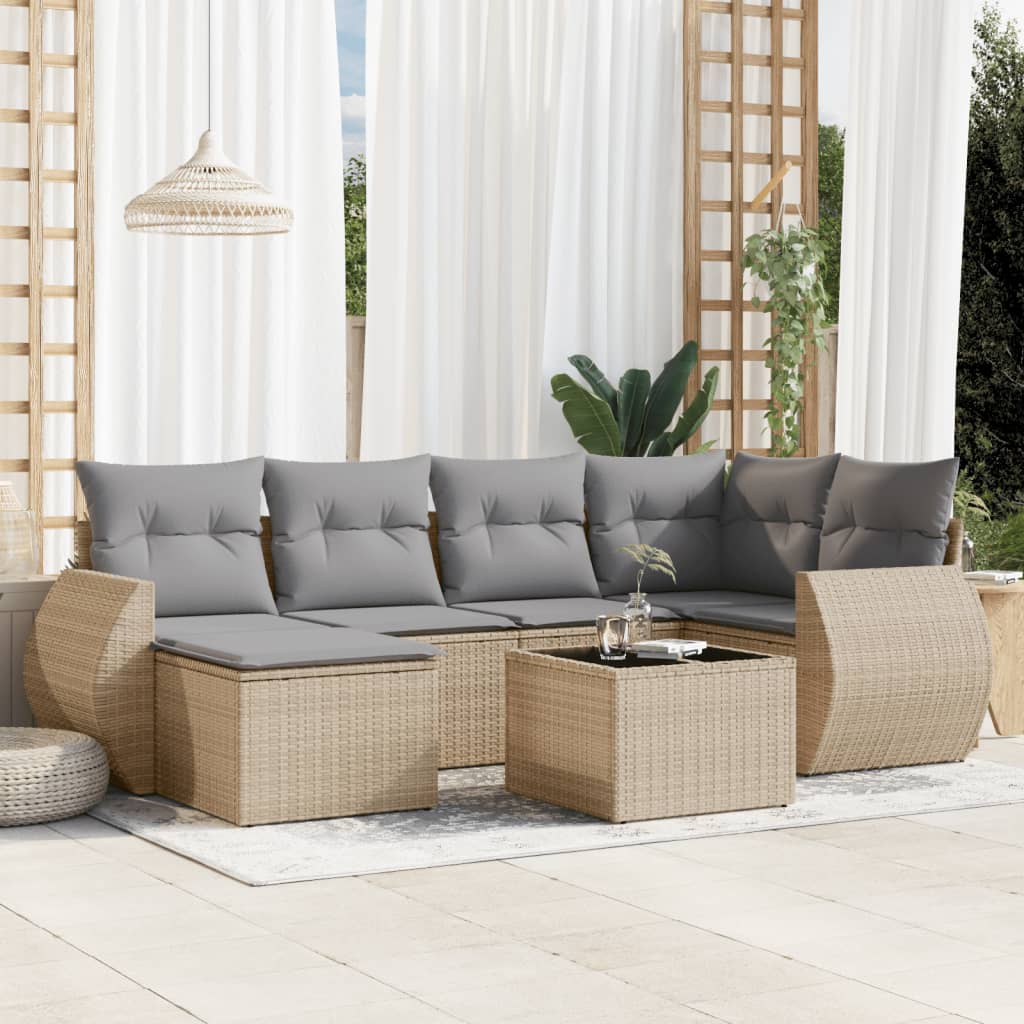 Set Divani da Giardino 7 pz con Cuscini in Polyrattan