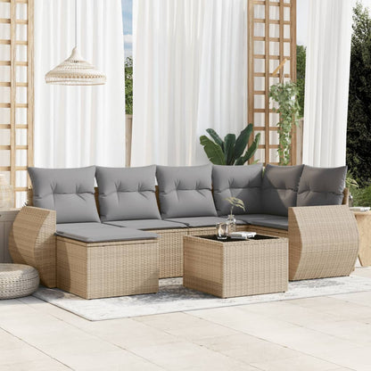 Set Divani da Giardino 7 pz con Cuscini in Polyrattan