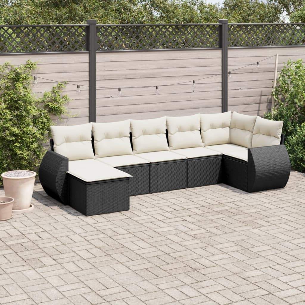 Set Divani da Giardino con Cuscini 8 pz Nero in Polyrattan - homemem39