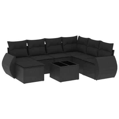 Set Divani da Giardino con Cuscini 8 pz Nero in Polyrattan | homemem39