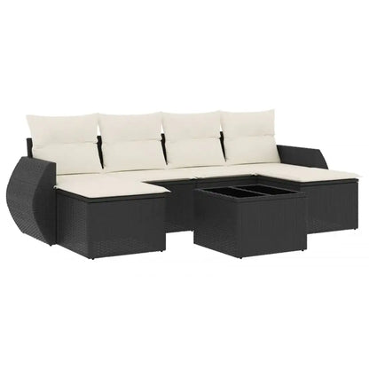 Set Divani da Giardino con Cuscini 7pz Nero Polyrattan - homemem39