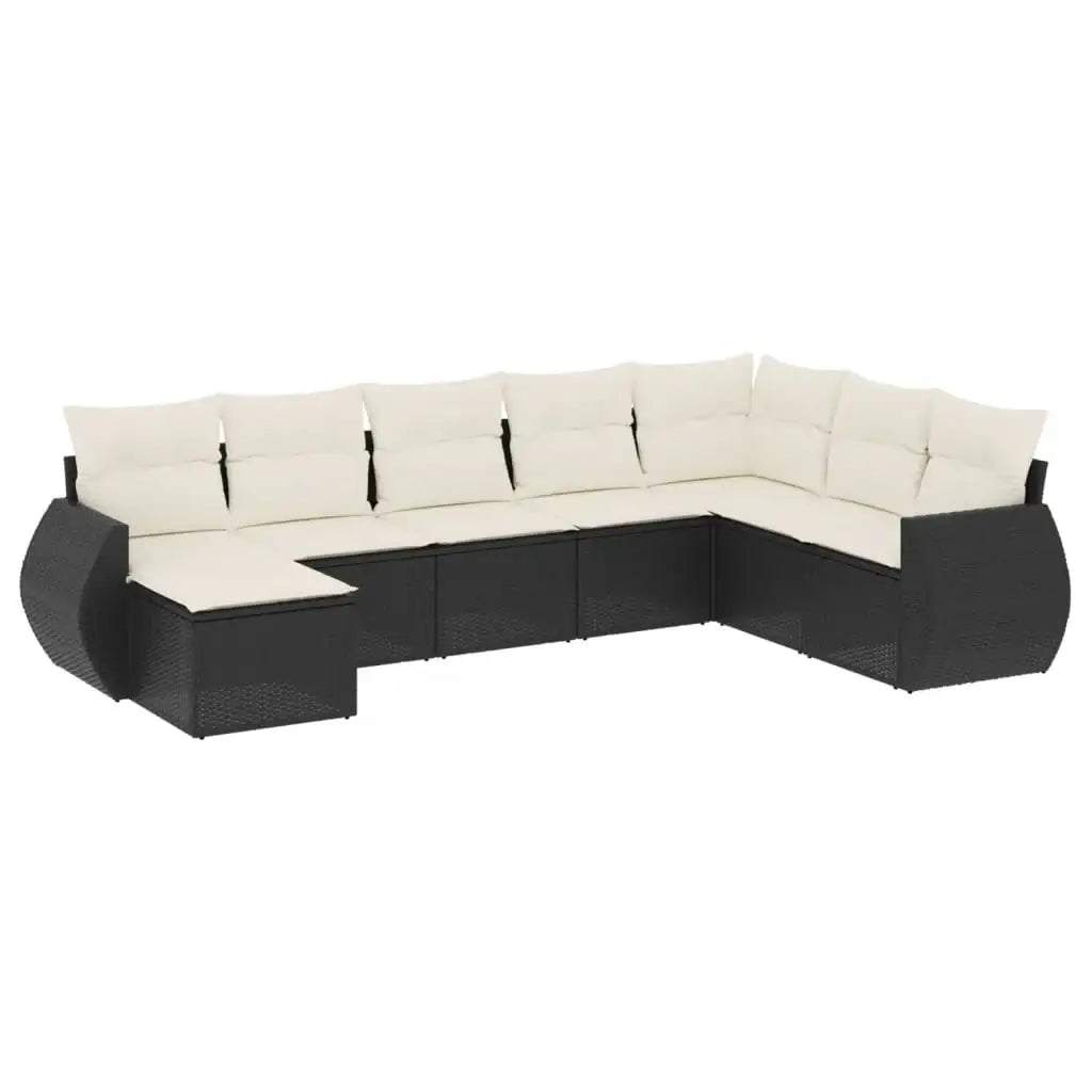 Set Divani da Giardino con Cuscini 8 pz Nero in Polyrattan - homemem39