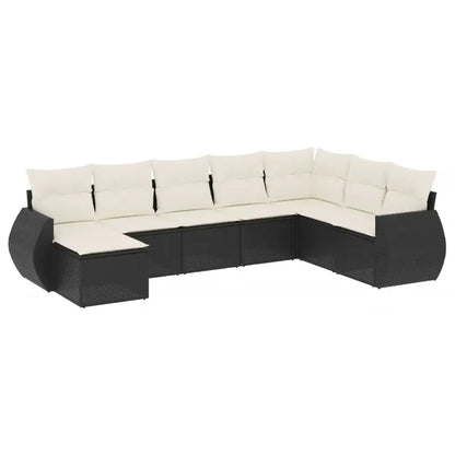 Set Divani da Giardino con Cuscini 8 pz Nero in Polyrattan - homemem39