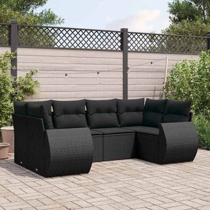 Set Divano da Giardino 6 pz con Cuscini Nero in Polyrattan | homemem39