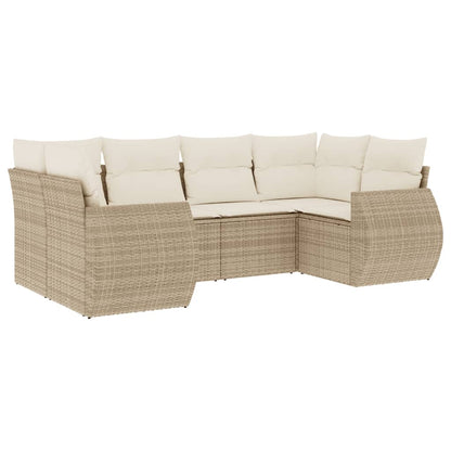 Set Divano da Giardino 6 pz con Cuscini Beige in Polyrattan | homemem39