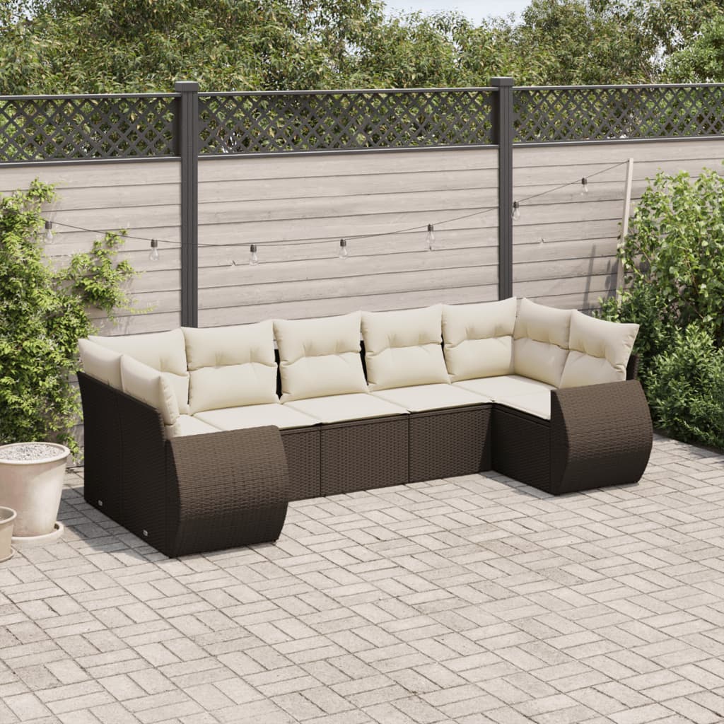 Set Divani da Giardino 7 pz con Cuscini in Polyrattan
