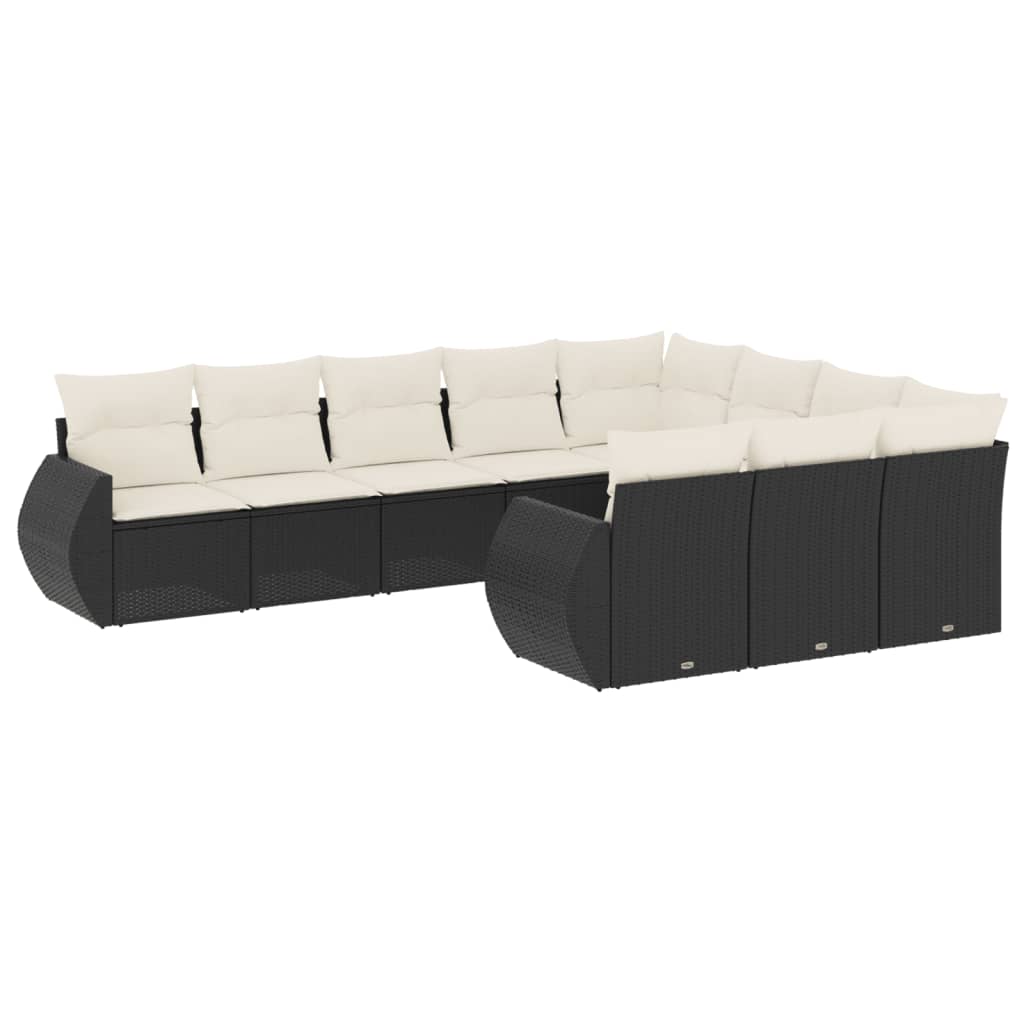 Set Divani da Giardino 10pz con Cuscini in Polyrattan Nero - homemem39