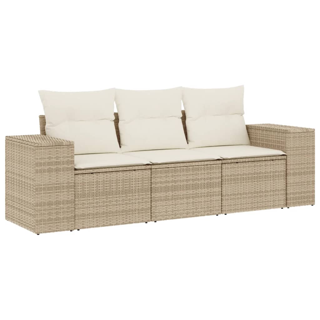 Set Divano da Giardino 3 pz con Cuscini Beige in Polyrattan | homemem39