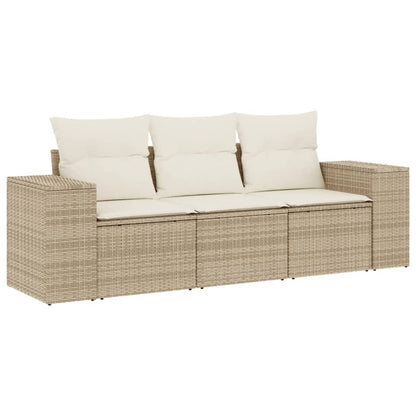 Set Divano da Giardino 3 pz con Cuscini Beige in Polyrattan | homemem39