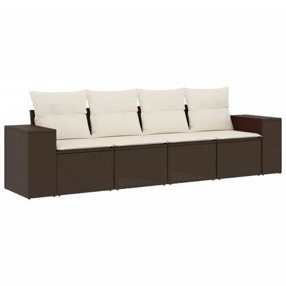 Set Divano da Giardino 4 pz con Cuscini Marrone in Polyrattan - homemem39