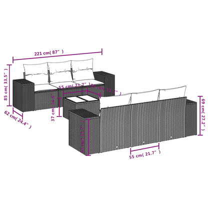 Set Divani da Giardino 7 pz con Cuscini Beige in Polyrattan | homemem39