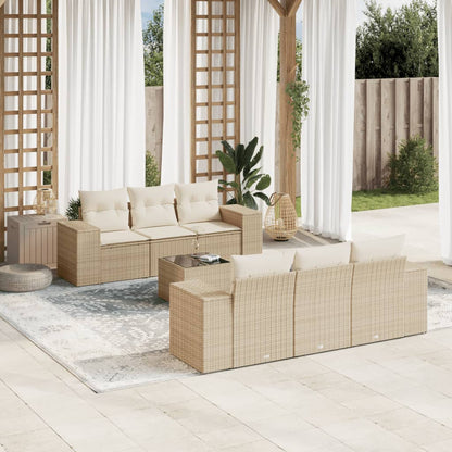 Set Divani da Giardino 7 pz con Cuscini Beige in Polyrattan | homemem39