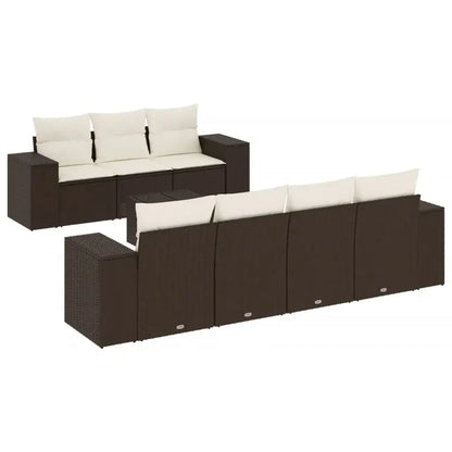 Set Divani da Giardino 8 pz con Cuscini Marrone in Polyrattan - homemem39