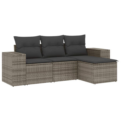 Set Divani da Giardino 4 pz con Cuscini in Polyrattan Grigio - homemem39