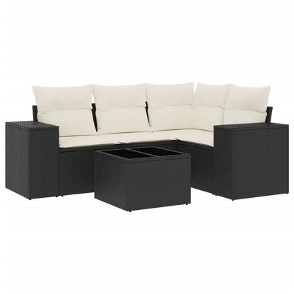 Set Divani da Giardino 5 pz con Cuscini in Polyrattan Nero - homemem39