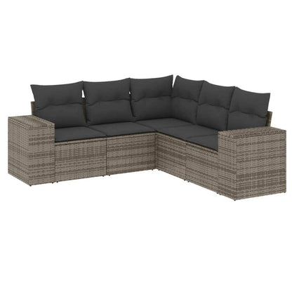 Set Divano da Giardino 5 pz con Cuscini Grigio in Polyrattan - homemem39
