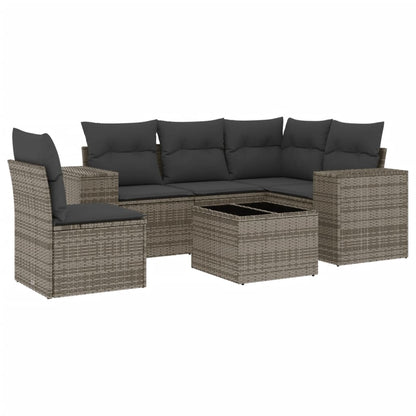 Set Divano da Giardino 6 pz con Cuscini Grigio in Polyrattan | homemem39