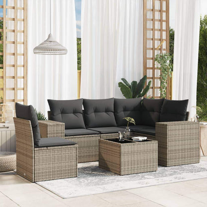 Set Divano da Giardino 6 pz con Cuscini Grigio in Polyrattan - homemem39
