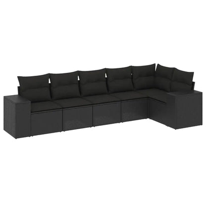 Set Divano da Giardino 6 pz con Cuscini Nero in Polyrattan - homemem39