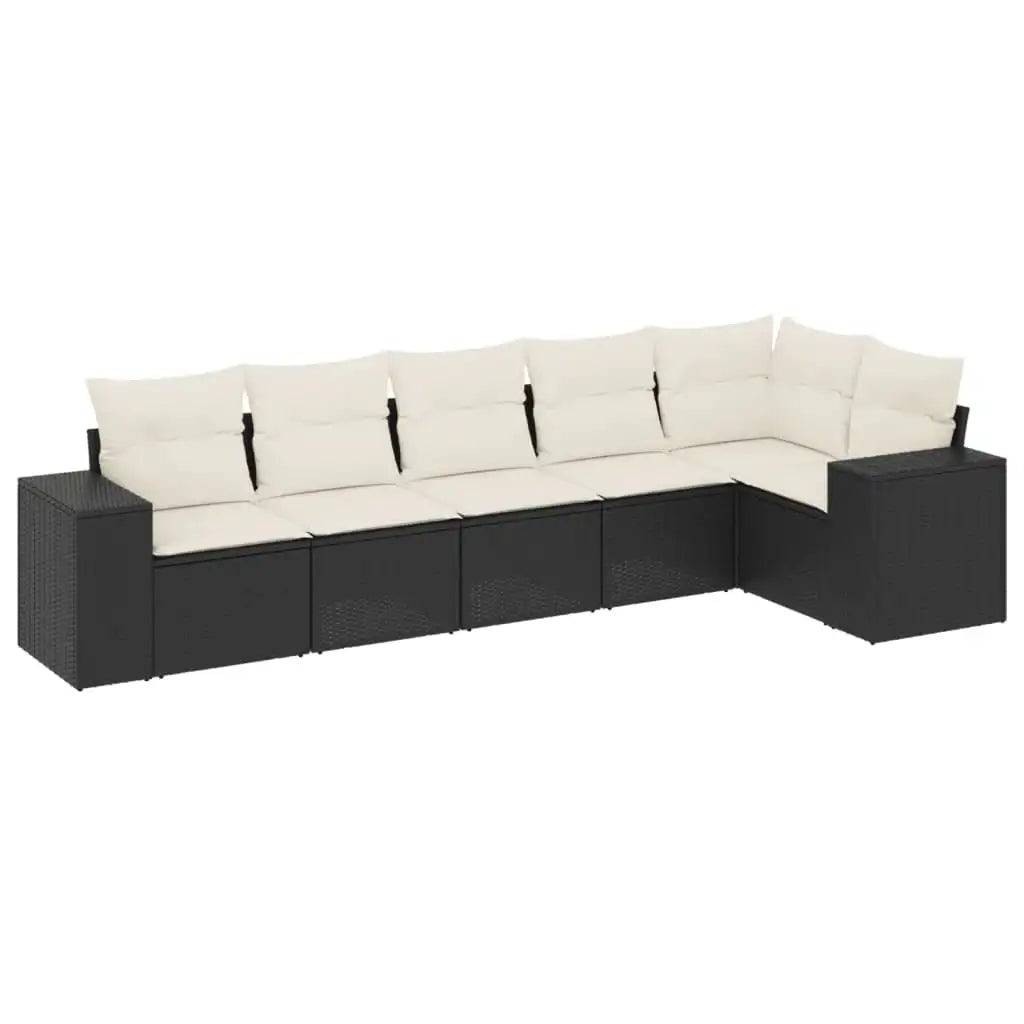 Set Divano da Giardino 6 pz con Cuscini Nero in Polyrattan - homemem39