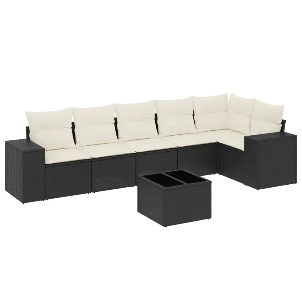 Set Divani da Giardino con Cuscini 7pz Nero Polyrattan - homemem39
