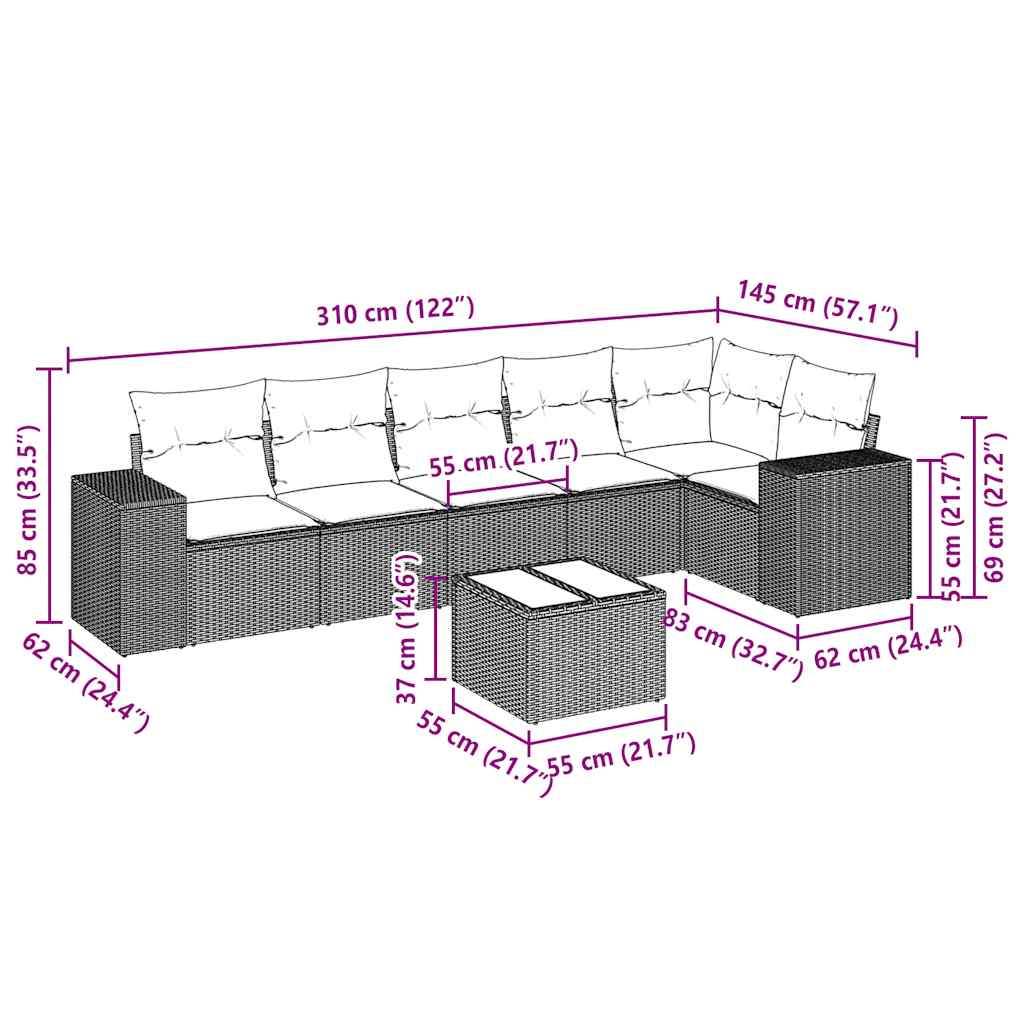 Set Divani da Giardino 7pz con Cuscini Grigio Chiaro Polyrattan - homemem39