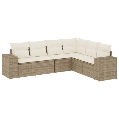 Set Divano da Giardino 6 pz con Cuscini Beige in Polyrattan | homemem39
