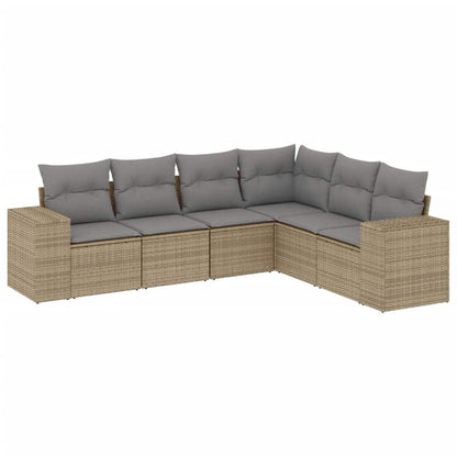 Set Divano da Giardino 6 pz con Cuscini Beige in Polyrattan - homemem39