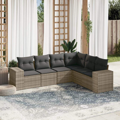 Set Divano da Giardino 6 pz con Cuscini Grigio in Polyrattan - homemem39