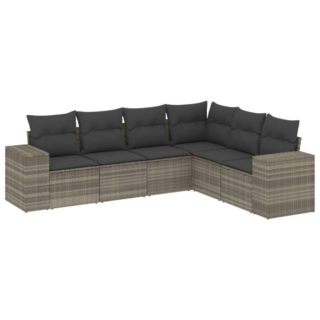 Set Divano da Giardino 6pz con Cuscini Grigio Chiaro Polyrattan - homemem39