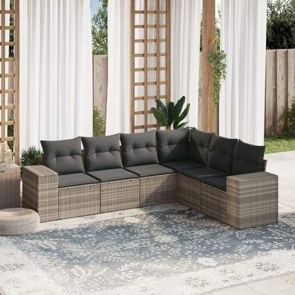 Set Divano da Giardino 6pz con Cuscini Grigio Chiaro Polyrattan - homemem39