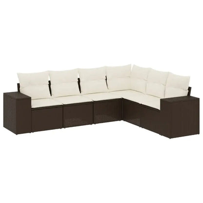Set Divano da Giardino 6 pz con Cuscini Marrone in Polyrattan - homemem39