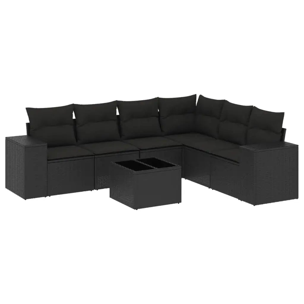 Set Divani da Giardino con Cuscini 7pz Nero Polyrattan - homemem39