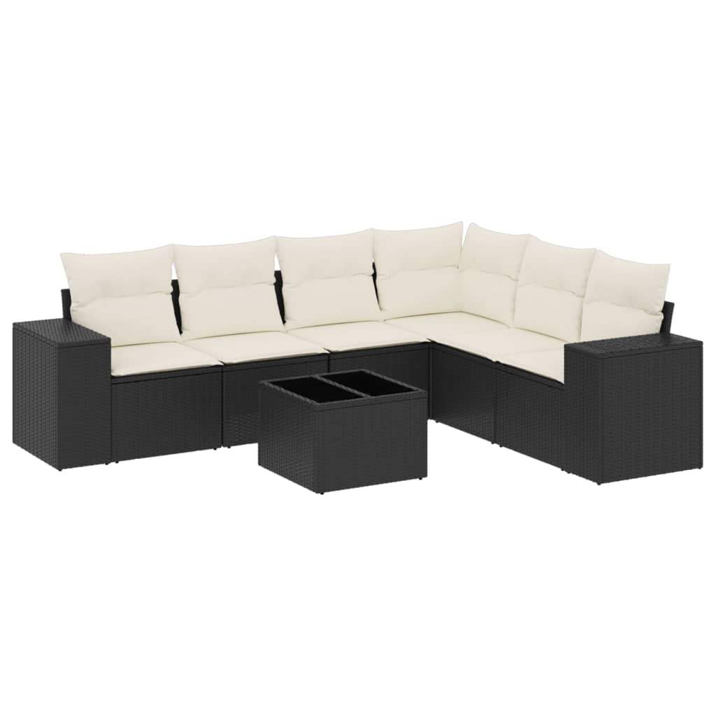 Set Divani da Giardino con Cuscini 7pz Nero Polyrattan - homemem39