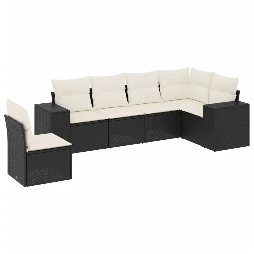 Set Divano da Giardino 6 pz con Cuscini Nero in Polyrattan - homemem39